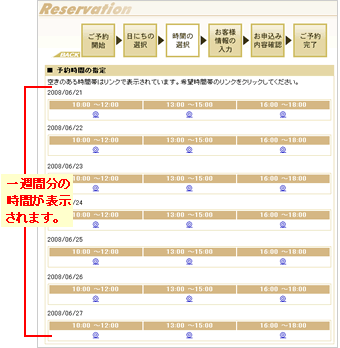 １週間分の予約時間