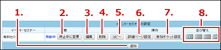 操作したいボタンをクリックします