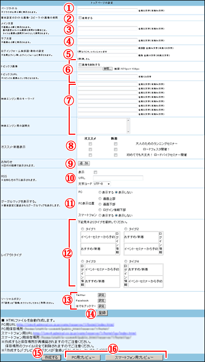 トップページの作成