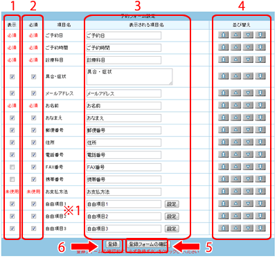 表示させたい項目にチェックをいれます