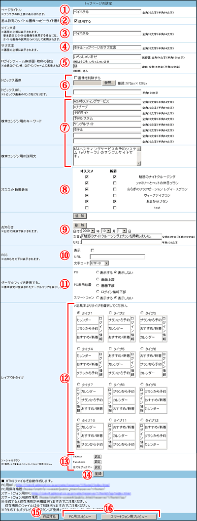 トップページの作成