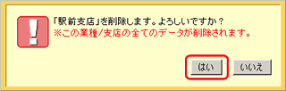 「駅前支店」を削除します　よろしいですか？