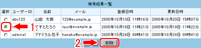 削除する会員をチェックします