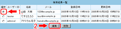 編集する会員をチェックします