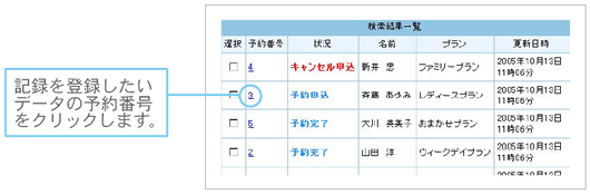 予約番号をクリック