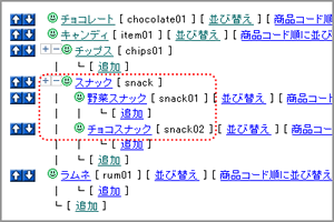 「分類の表示」で設定した内容は、下層分類全てに反映されます。