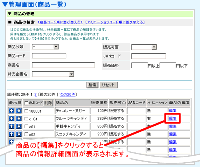 商品の管理